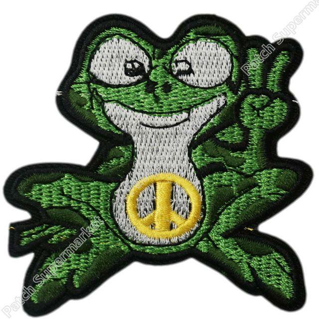 Hippie Frog Logo - Green Peace Sign Frog hippie retro love peace trance flower hippy ...