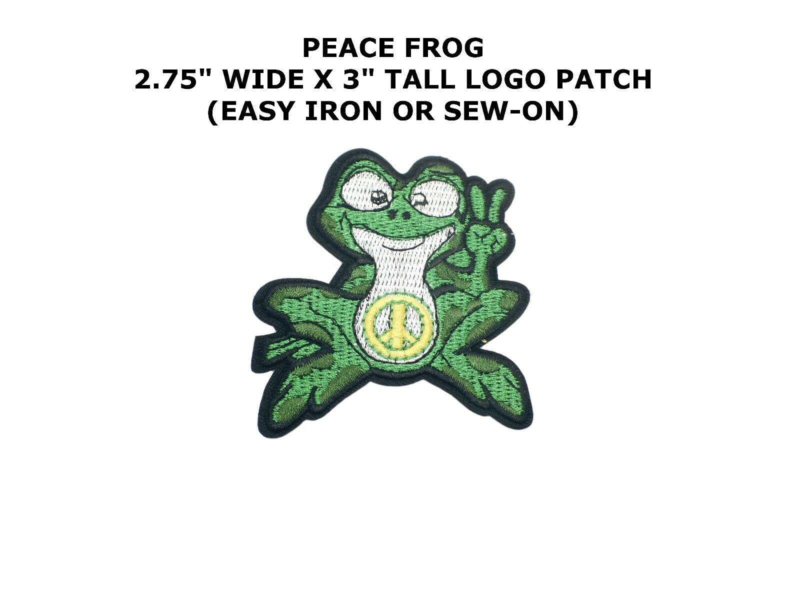 Hippie Frog Logo - C38) GREEN PEACE SIGN FROG 3 x 3 iron on patch applique Hippie