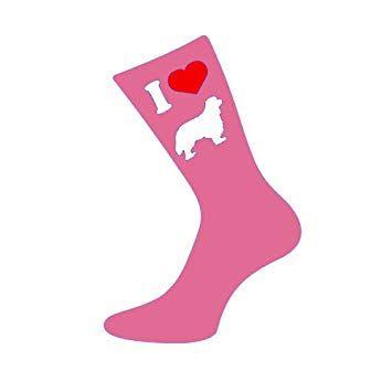 Pink Cavalier Logo - I Love Cavalier King Charles Spaniel Womens Pink Socks: Amazon.co.uk ...