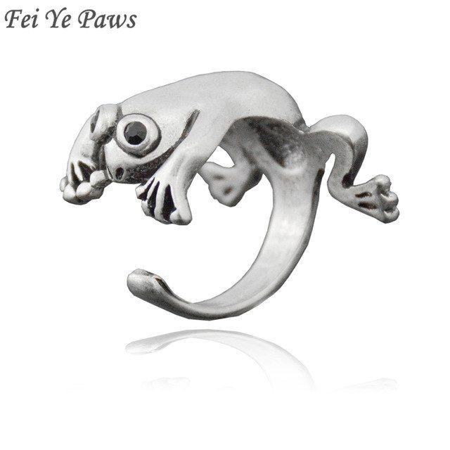 Hippie Frog Logo - Fei Ye Paws Hippie Frog Animal Rings For Women Anel Prince Frog Toad ...