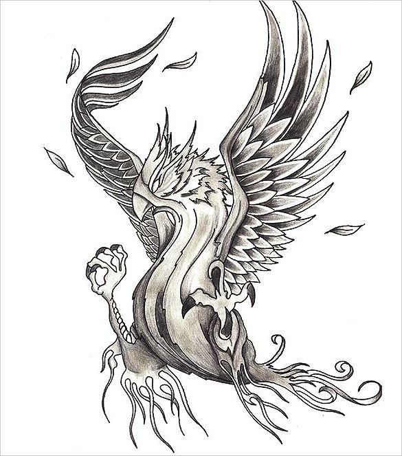 Phoenix Bird Drawing Logo - 20+ Mind Blowing Phoenix Bird Art Drawings | Free & Premium Templates