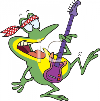 Hippie Frog Logo - Cartoon Clipart Picture Of A Hippie Frog Playing A Guitar