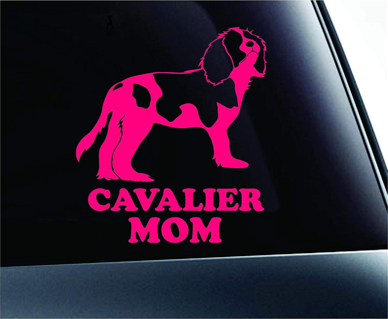 Pink Cavalier Logo - Cavalier King Charles Spaniel Mom Dog Symbol Decal Paw