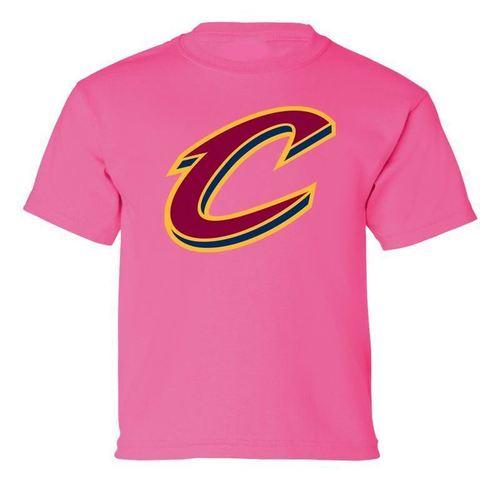 Pink Cavalier Logo - Big Kids Pink Script C Basic Tee - Cleveland Cavaliers