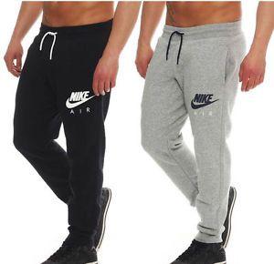 Grey Black Nike Logo - Mens Nike Air Fleece Swoosh Logo Black Grey Tracksuit Bottoms Pants ...