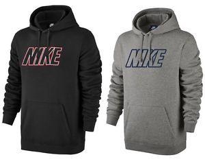 Grey Black Nike Logo - Men's New Nike Logo Fleece Hoodie Hoody Hooded Sweatshirt Jumper ...