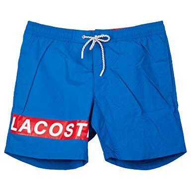 Blue L Logo - Lacoste Live Printed Logo Swim Shorts Blue L: Amazon.co.uk: Clothing