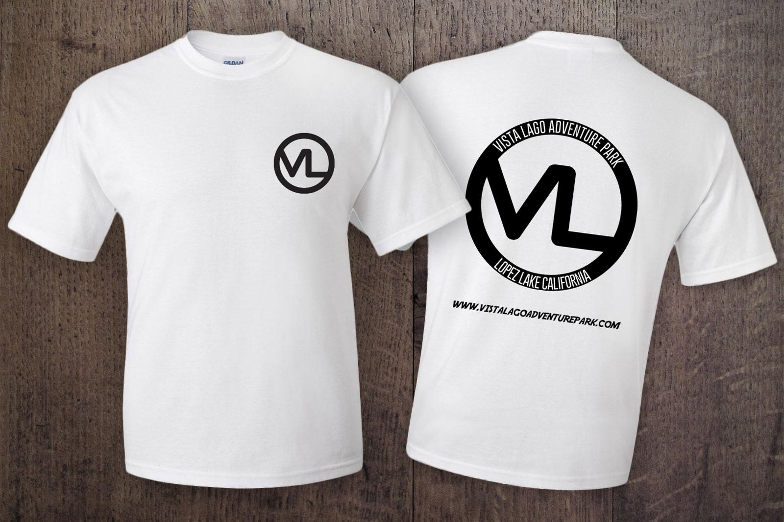Shirt Logo - Vista Lago T-Shirt (white shirt black logo) | Vista Lago Adventure Park