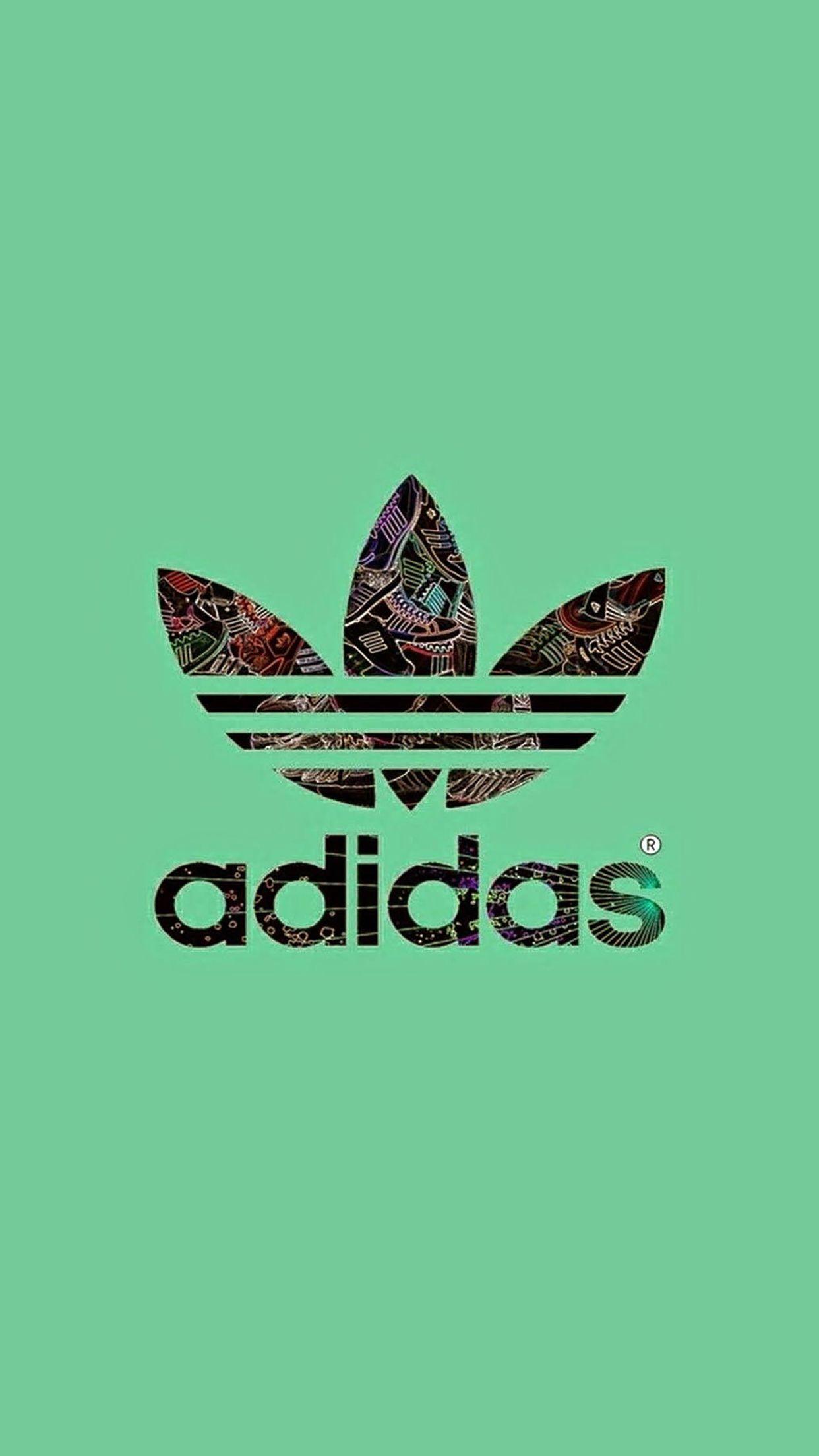 2015 Adidas Logo - Adidas logo green background Wallpaper for iPhone X, 6