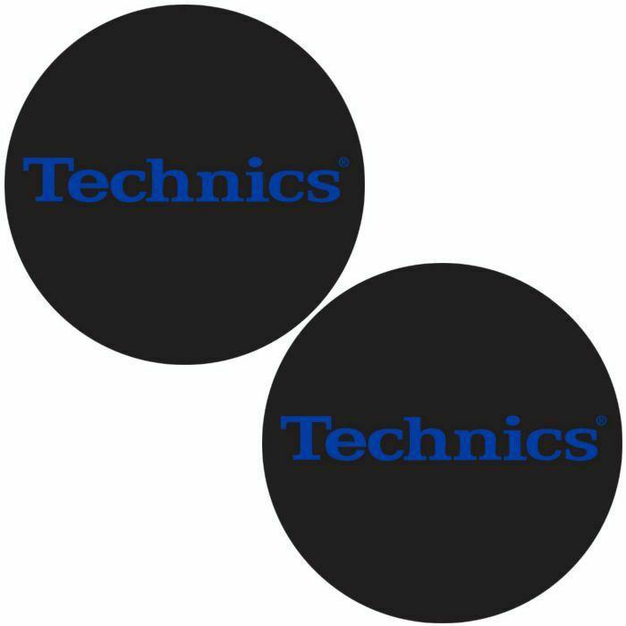 In a Circle with a Black B Logo - TECHNICS Technics Electric Blue Logo Slipmats pair, blue on black