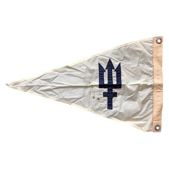 Nautical Trident Logo - Nautical Ship Boat Pennant Flag Neptune Trident Symbol