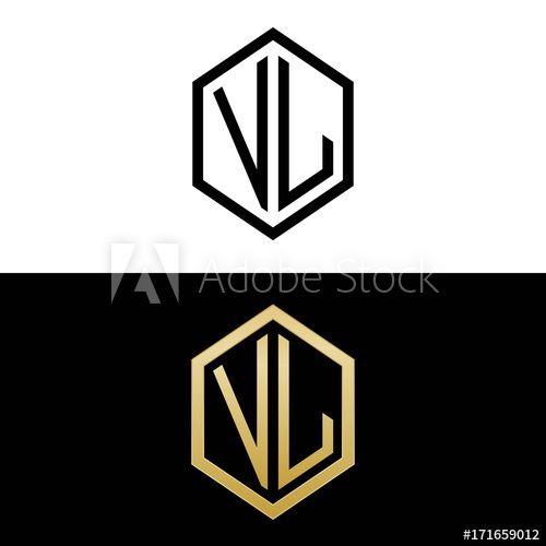 Black VL Logo - initial letters logo vl black and gold monogram hexagon shape vector ...