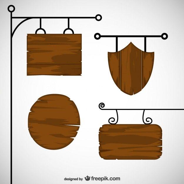 Wooden Sign Logo - Wooden signs pack Vector