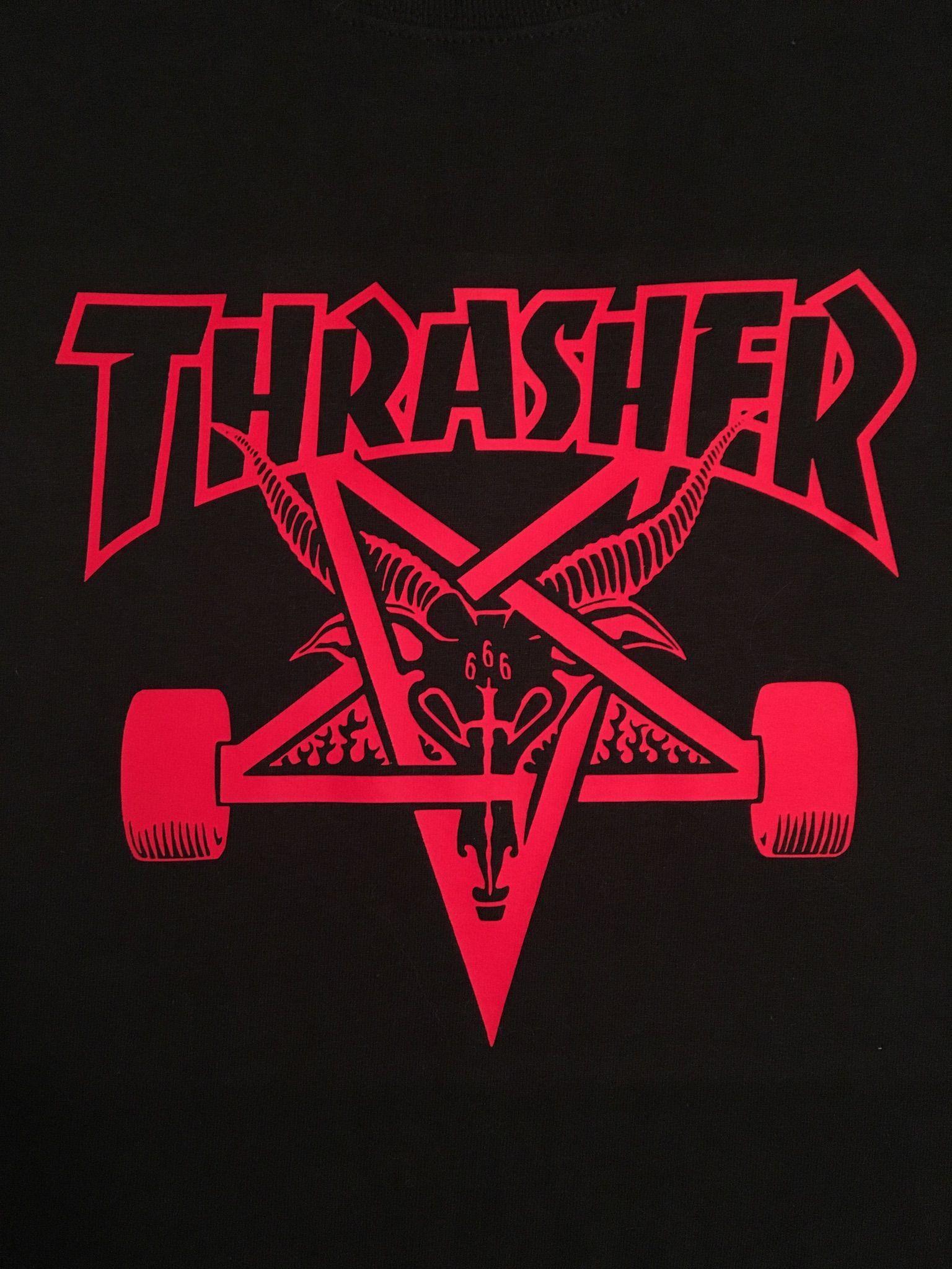 Neon Thrasher Goat Logo - Thrasher Skateboard Magazine, Skate Goat. DIY shirts in 2019