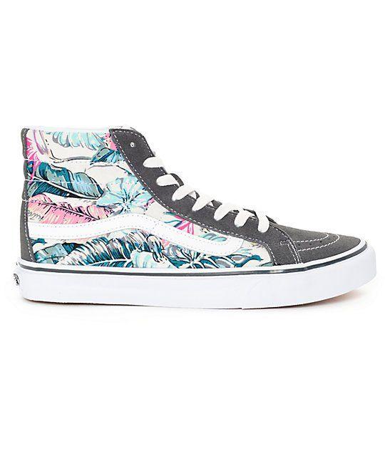 Tropical Vans Logo - Wholesale price Good Vans Sk8 Hi Slim Tropical Grey Shoes (Womens ...