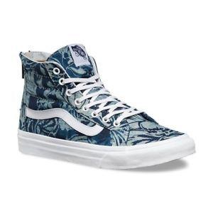 Tropical Vans Logo - VANS Sk8 Hi Slim Zip (Indigo Tropical) Blue True White Casual ...