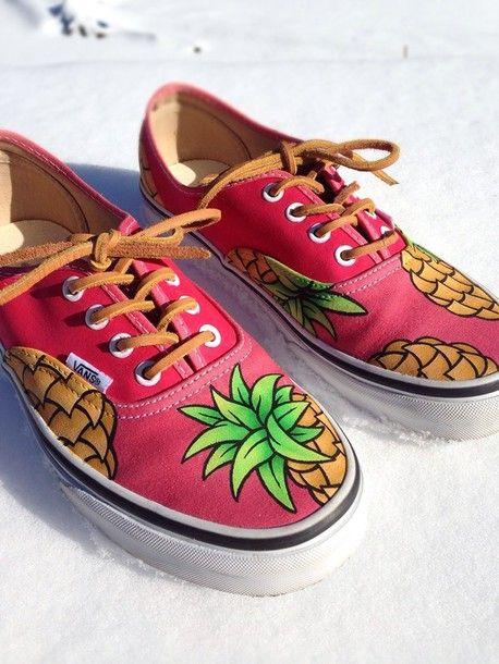 Tropical Vans Logo - shoes, vans, pineapple, tropical, pink