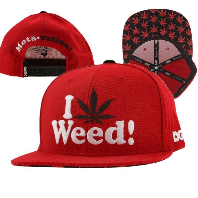 Red DGK Logo - DGK Dirty Ghetto Kids–Men's I Love Weed Snapback Hat In Red Dgk 22