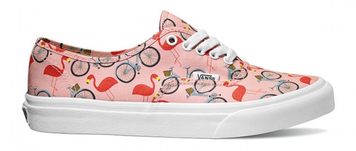 Tropical Vans Logo - Vans Authentic Slim (Spring Multi) Tropical Peach True White VN0A38F2MM3