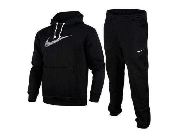 Grey Black Nike Logo - Nike Fleece Tracksuit Set In Black, Grey and Navy, nike tracksuit