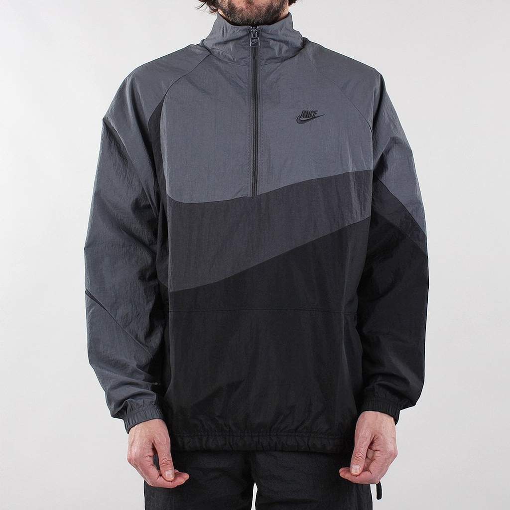 Grey Black Nike Logo - Nike Sportswear Vaporwave Swoosh Half Zip Jacket Anthracite
