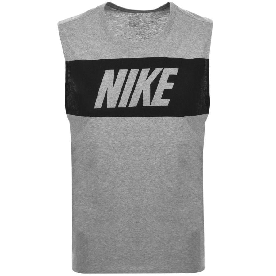 Grey Black Nike Logo - Special offer Nike Menswear - Nike Logo Vest T-Shirt Grey
