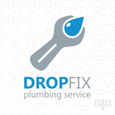 Water Maintenance Company Logo - A wrench and a water drop combined in this minimalistic logo
