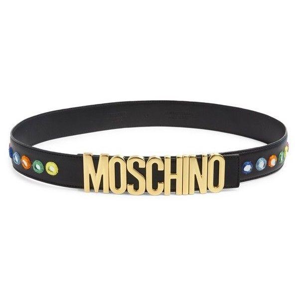 Colorful Belt Logo - Moschino Embroidered Mirror Logo Belt ($550) ❤ liked on Polyvore