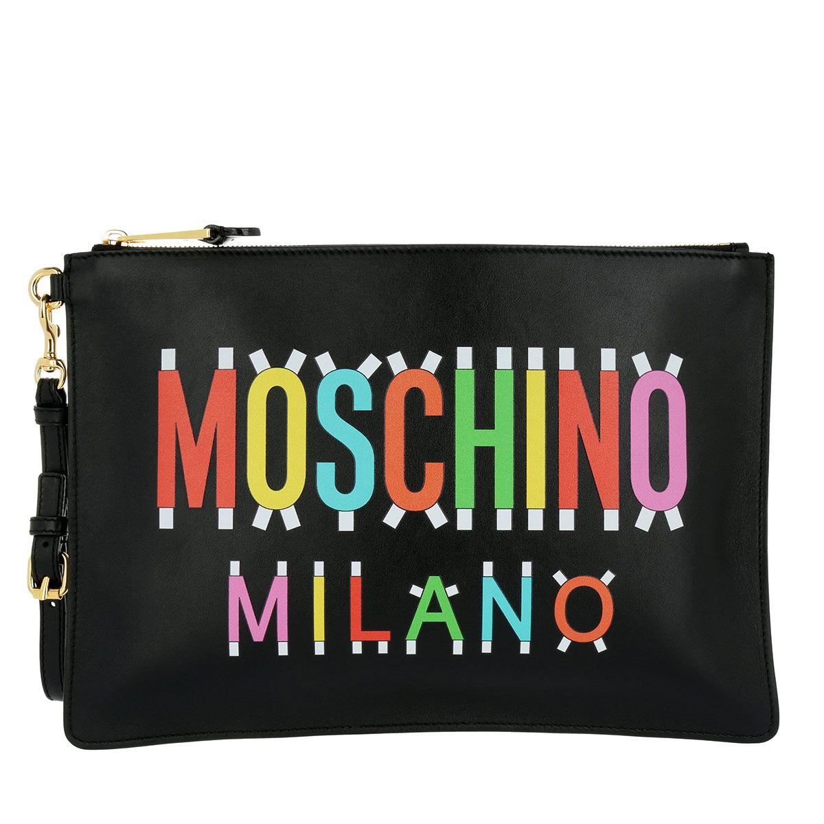 Colorful Belt Logo - Moschino Colorful Logo Clutch Black Women 100% authentic, moschino