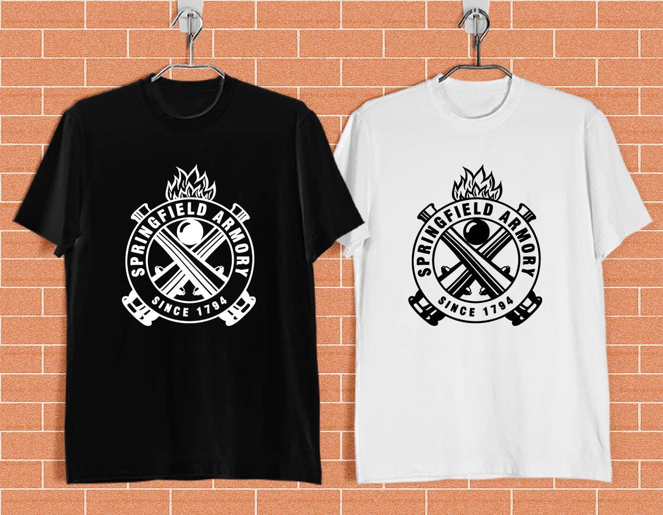 Springfield Armory Logo - 1SIDE Springfield Armory Logo Black and White T-shirt (XS-3XL)