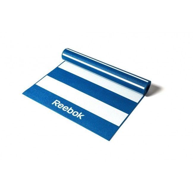 Striped Blue Logo - Reebok Yoga Mat Double Sided Striped Blue - PhysioSupplies