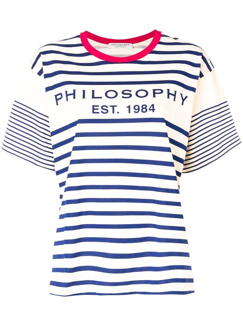 Striped Blue Logo - Philosophy Di Lorenzo Serafini Logo Print Striped T-shirt in Blue - Lyst