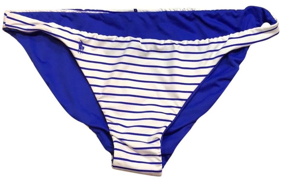 Striped Blue Logo - Polo Ralph Lauren Royal Blue Logo & Striped Reversible Bikini Bottom ...