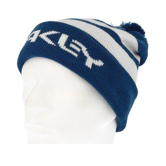 Striped Blue Logo - B1B Logo Striped Blue/White Pom - Oakley beanies | Hatstore.co.uk