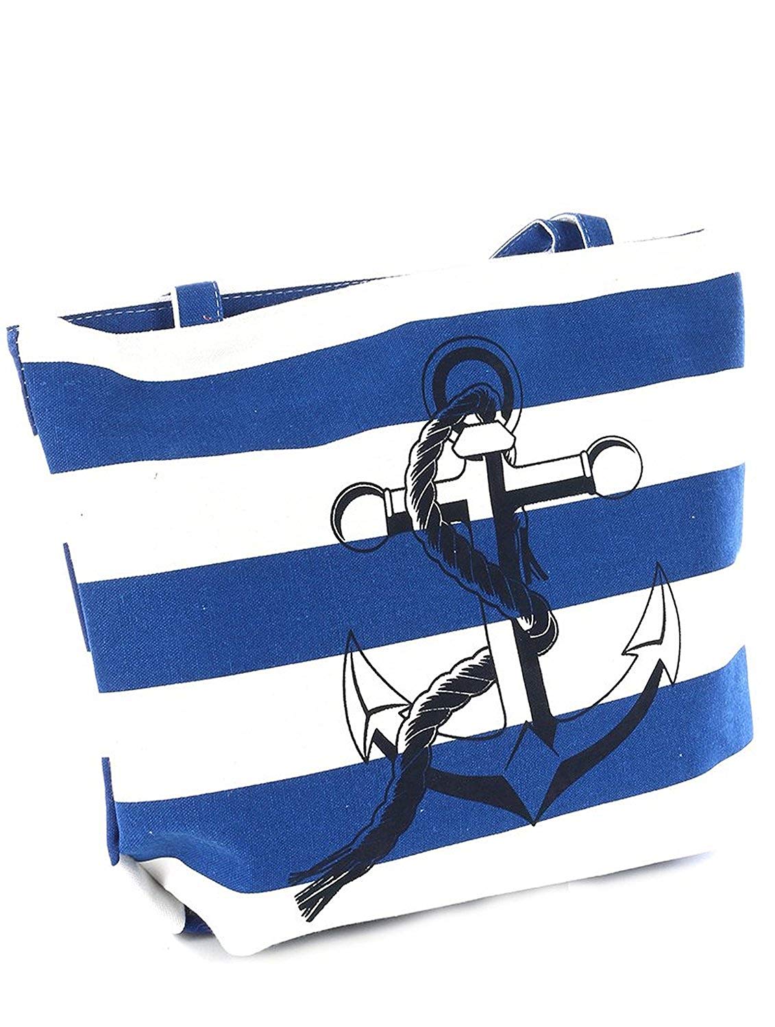 Striped Blue Logo - Amazon.com: Nautical Navy Striped Large Anchor Logo Rope Handles ...