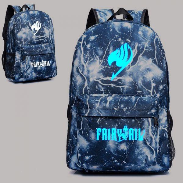 Blue Flash Logo - Fairy Tail Blue Flash Logo Backpack Glow in The Dark Schoolbag Daypack