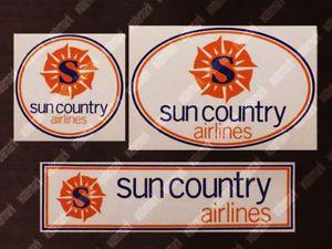 Country Airline Logo - 3x DIECUT SUN COUNTRY AIRLINES LOGO STICKERS/DECALS 1 ROUND 1 OVAL 1 ...