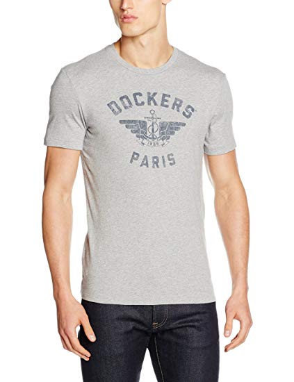 Gray City Logo - Dockers Men's City Logo Paris T-Shirt, (Grey Heather Graphic), Large ...