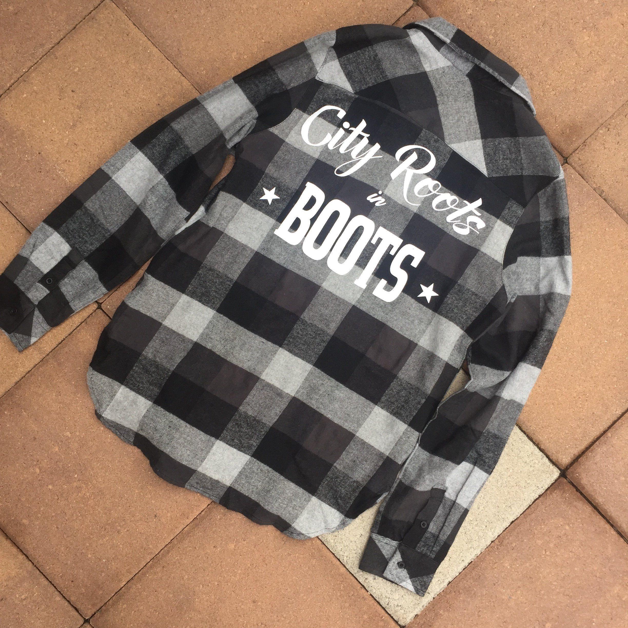 Gray City Logo - City Roots In Boots Black Gray Women's Logo Flannel. Products