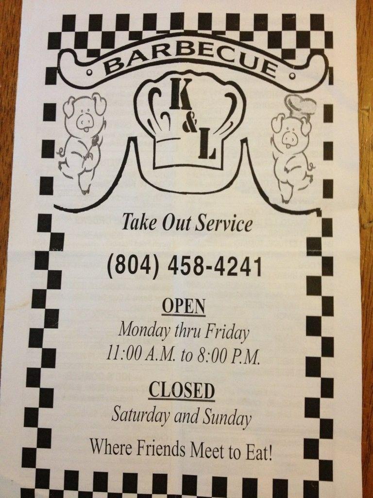 K and L Logo - K & L Barbecue Menu, Menu for K & L Barbecue, Hopewell, Richmond ...