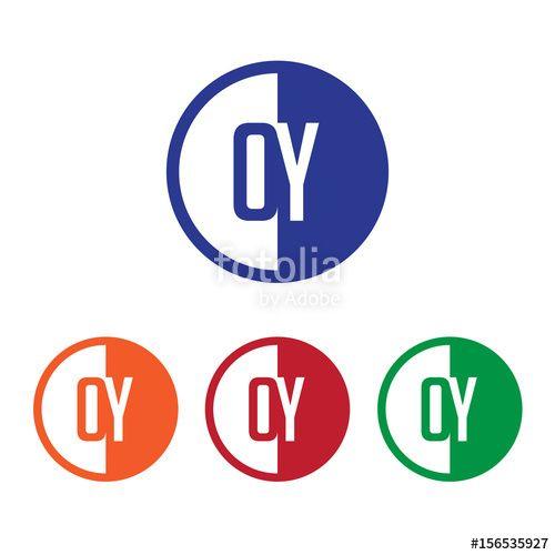 Orange Half Blue Half Circle Logo - OY initial circle half logo blue, red, orange and green color Stock