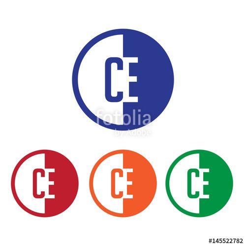 Orange Half Blue Half Circle Logo - CE initial circle half logo blue,red,orange and green color
