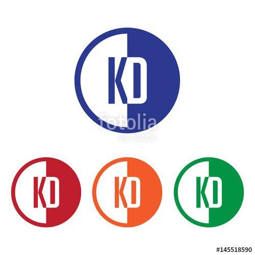 Orange Half Blue Half Circle Logo - KD initial circle half logo blue, red, orange and green color Stock
