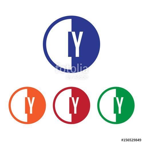 Orange Half Blue Half Circle Logo - IY initial circle half logo blue, red, orange and green color Stock