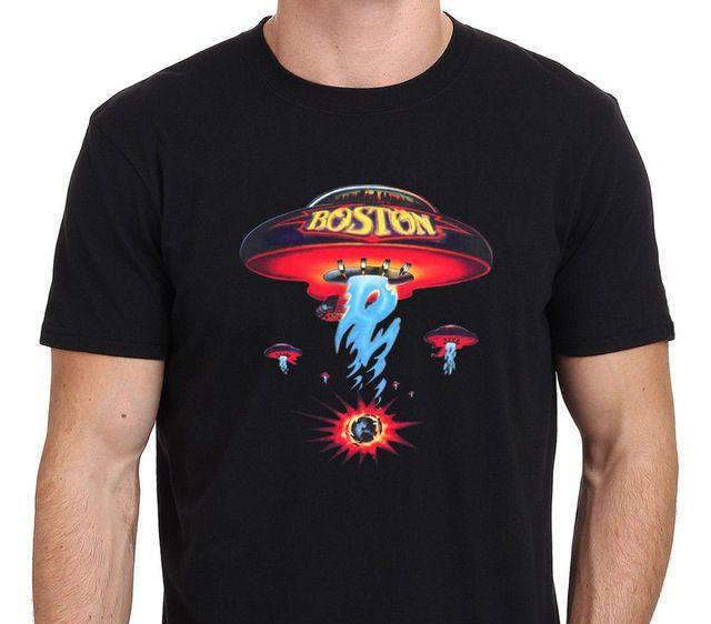 Boston Rock Band Logo - Boston Rock Band Legend Space Ship Brad Del Logo Men's Black T Shirt ...