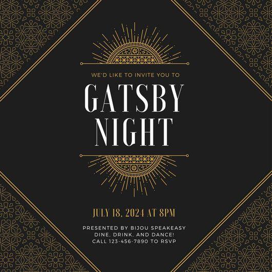 Black and Gold D Logo - Black and Gold Vintage Party Invitation