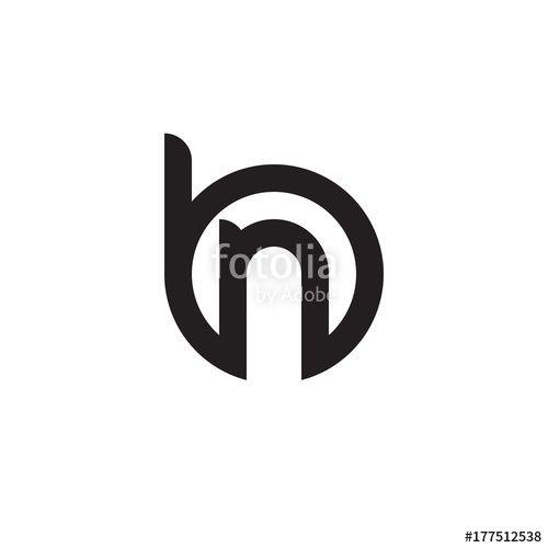 B Black Circle Logo - Initial letter bn, nb, n inside b, linked line circle shape logo