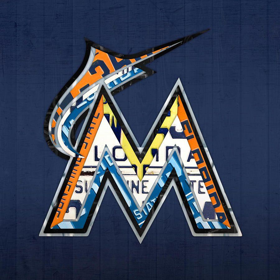 Miami Cool Logo - Miami Marlins Baseball Team Vintage Logo Recycled Florida License ...