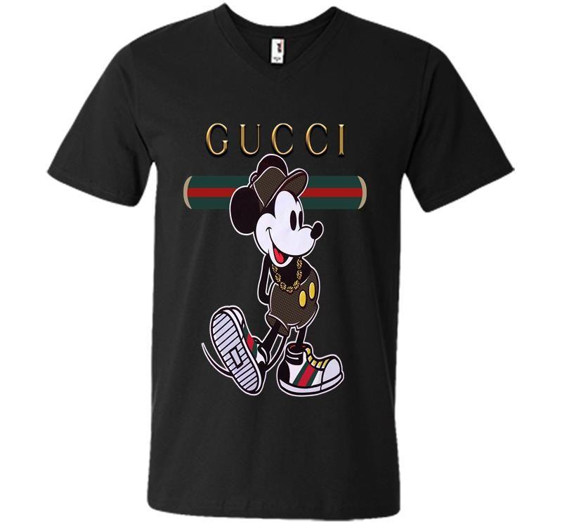 Cool Gucci Logo - Mickey Mouse With Gucci Logo Cool V-neck T-shirt