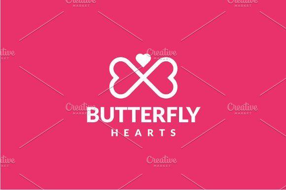 Butterfly Heart Logo - Butterfly Hearts Logo Logo Templates Creative Market